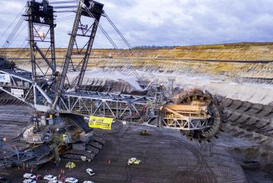 Protest at Garzweiler Coal Mine in Germany (Aerials)