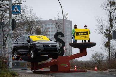 Protest at VW's supervisory Board Meeting in Wolfsburg