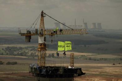 Aktion am Eskom Kohlekraftwerk Kusil in Afrika, November 2011