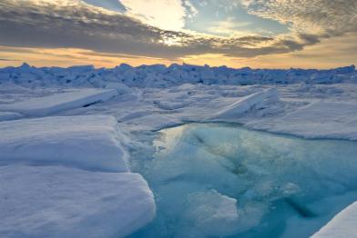 Schmelzendes Packeis im arktischen Sommer, Dezember 2011