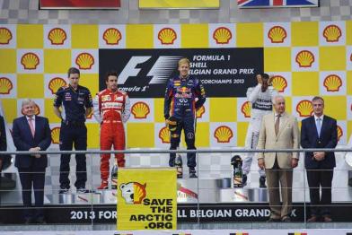 Protest gegen Shells Arktis-Projekt beim Grand Prix in Spa