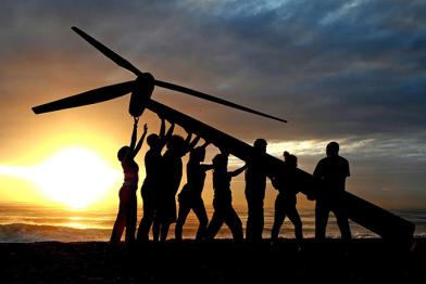 Errichtung einer Windturbine in Durban