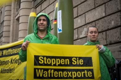Protest gegen Waffenexporte von Rheinmetall