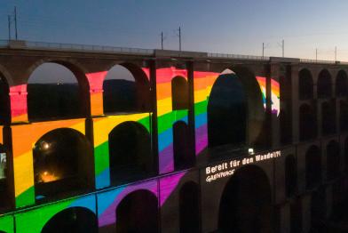 Projektion an der Göltzschtalbrücke