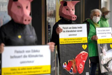 Greenpeace-Protest vor Edeka-Filiale in Osnabrück