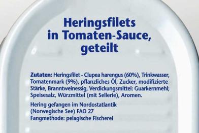 Kennzeichnung auf einer Heringskonserve