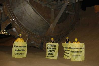 Protest im Braunkohle Tagebau Jänschwalde, Dezember 2008
