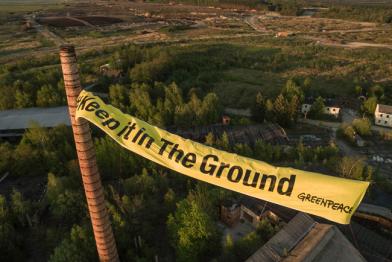 09. Mai 2016: Greenpeace-Aktivisten protestieren bei Haidemühl in der Lausitz  gegen neue Tagebaue