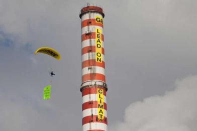 Protest vor Kohlekraftwerk in Vado Ligure (Italien), gegen G8 Regierungen. August 2009