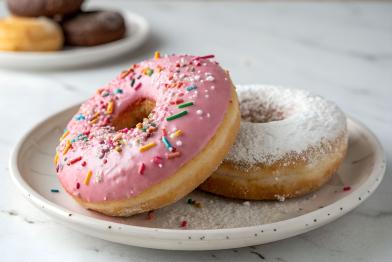 Zwei Donuts auf einem Teller