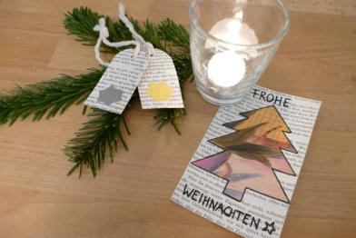 Selbstgebastelte Weihnachtskarte mit Tannenbaum