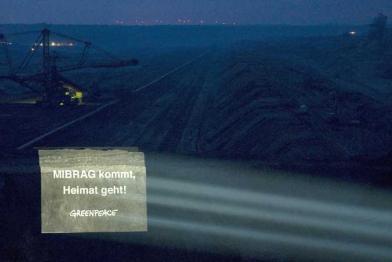 Projektion an Tagebau Schleenhain gegen Neubaupläne von Mibrag, Mai 2010