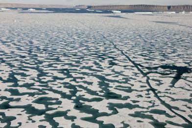 Schmelzendes Meereis bei Grönland, Juli 2013