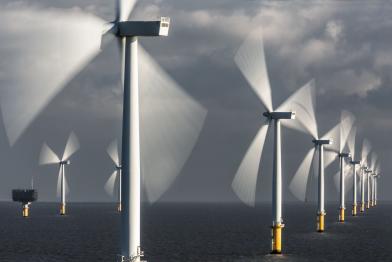 Offshore Windpark an der englischen Nordseeküste, Januar 2013