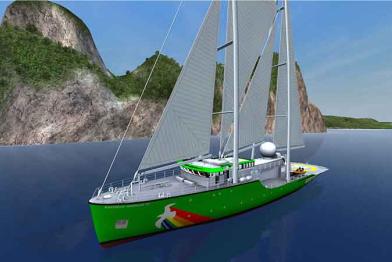 Modell der Rainbow Warrior III von Gerard Dijkstra & Partners