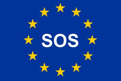Flagge der EU mit SOS.