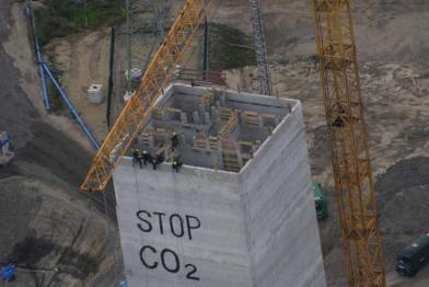 Protest gegen CO2 Ausstoß in Moorburg. September 2008