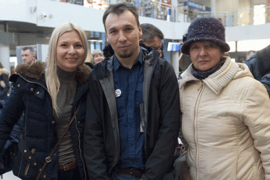 Tomasz bei der Heimreise von Russland, Dezember 2013