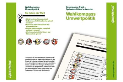 Der Wahlkompass von Greenpeace zur Bundestagswahl 2009