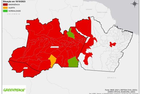 Karte: Wo in Amazonien der Dürrenotstand ausgerufen wurde