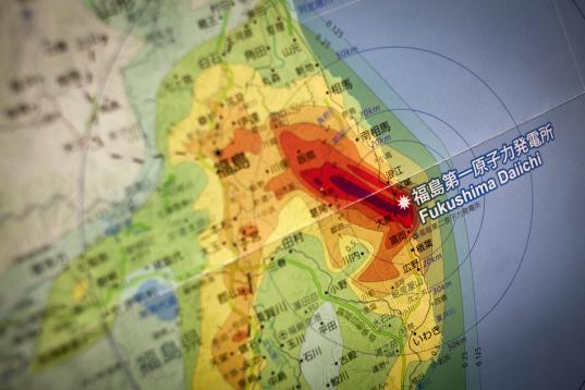 Landkarte von Fukushima zeigt die radioaktive Verseuchung