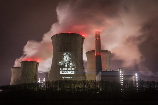 Projection for Climate Protection onto Coal Power Plant in Neurath