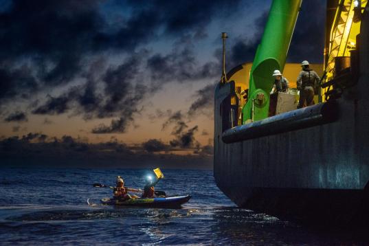 Night confrontation with a deep-sea mining ship in the at-risk Pacific region