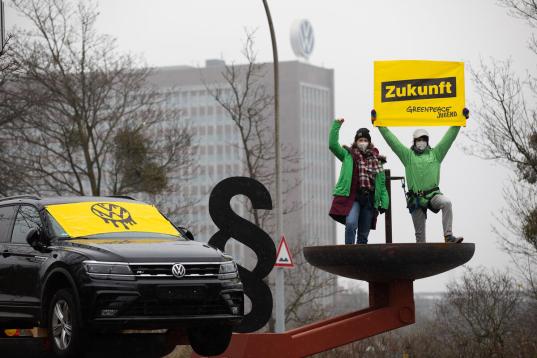 Protest at VW's supervisory Board Meeting in Wolfsburg
