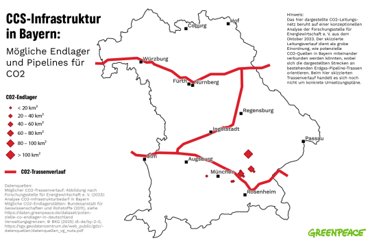 Mögliche CCS-Infrastruktur in Bayern