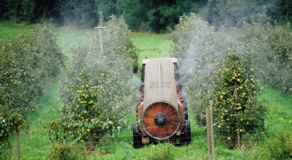 Tractor spraying Pesticides in Germany
