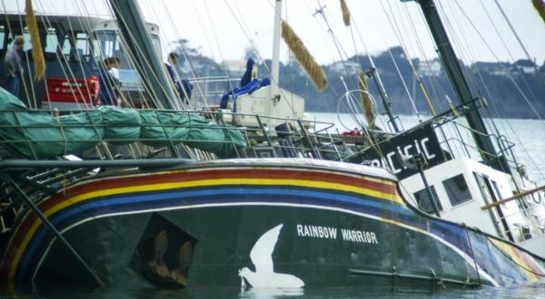 Aftermath of Shipwreck After the Rainbow Warrior Bombing