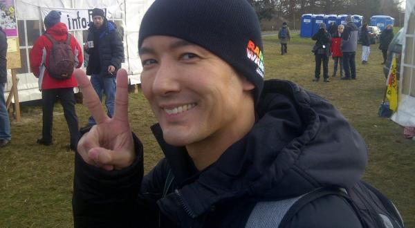 Taro Yamamoto aus Japan auf der Essowiese in Dannenberg