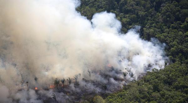 Brandrodung im Amazonas-Regenwald, aufgenommen auf einem Flug von Itaituba nach Alta Floresta 08/27/2007