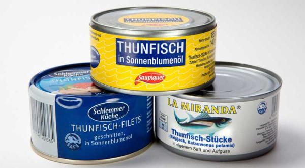 Thunfischkonserven aus deutschen Supermärkten mit falscher Deklarierung. November 2011