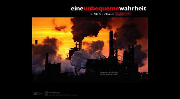 Filmplakat "Eine unbequeme Wahrheit": Industrieschlote blasen massenhaft Kohlendioxid in die Luft