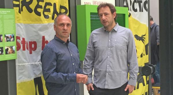 Greenpeace-Experten Heinz Smital und Alexander Lurz im Gespräch