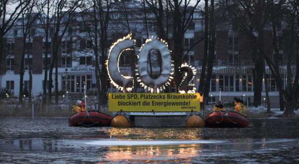 Protest bei SPD Konferenz in Potsdam gegen Kohlekurs, Januar 2012
