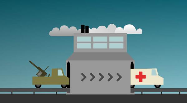Grafik: Medizinisches Material statt Waffen
