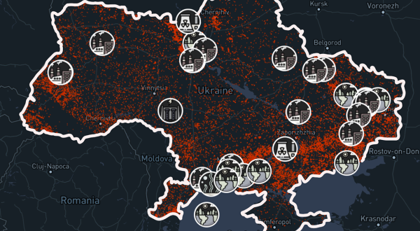 Karte mit Umweltschäden in der Ukraine