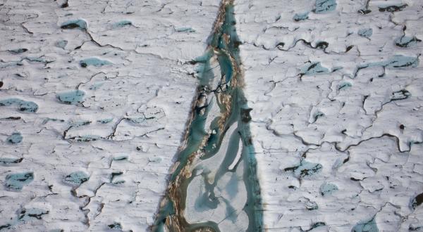 Luftaufnahme des Petermann-Gletschers in Grönland, November 2009