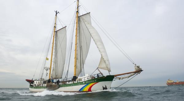 Beluga II unter Segeln auf der Nordsee.