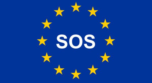 Flagge der EU mit SOS.