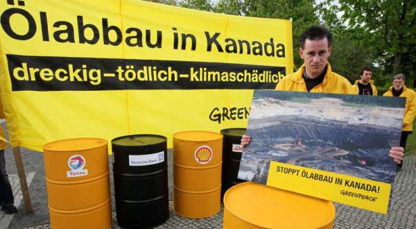 Greenpeace-Protest gegen Ölsandabbau in Kanada im Mai 2010