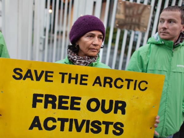 'Free the Arctic 30' Protest at Embassy in Denmark