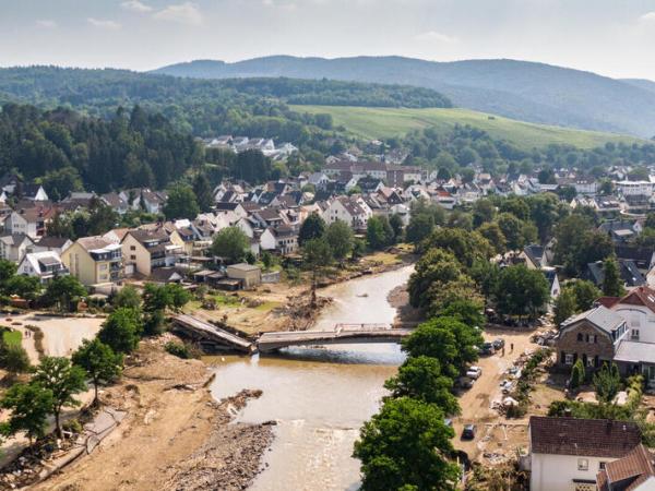 Luftaufnahmen der Regenkatastrophe in Ahrweiler, Südwestdeutschland