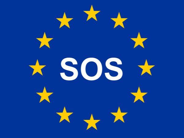 Flagge der EU mit SOS.