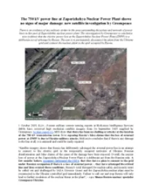 Investigation about the 750 kV power line at Zaporizhzhya Nuclear Power Plant