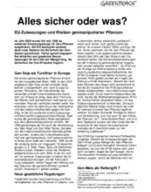Alles sicher oder was? Mängel bei Eu-Zulassungen von genmanipulierten Pflanzen