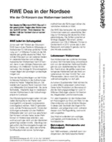 Factsheet: Ölbohrungen durch RWE DEA im Wattenmeer