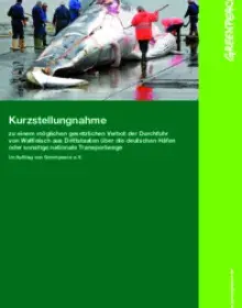 Greenpeace-Rechtsexpertise zum Durchfuhrverbot von Walfleisch